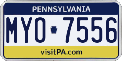 PA license plate MYO7556
