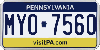 PA license plate MYO7560