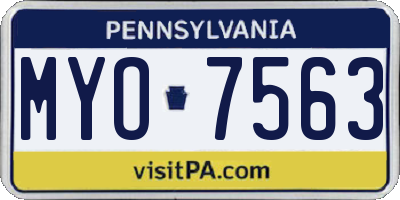 PA license plate MYO7563