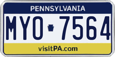PA license plate MYO7564