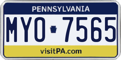 PA license plate MYO7565