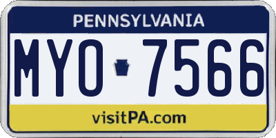 PA license plate MYO7566