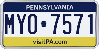 PA license plate MYO7571