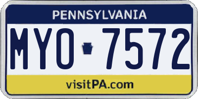 PA license plate MYO7572