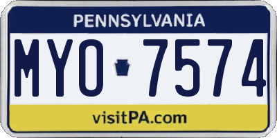PA license plate MYO7574