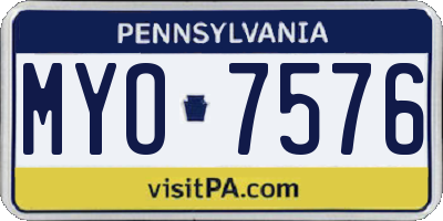 PA license plate MYO7576