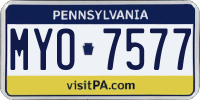 PA license plate MYO7577