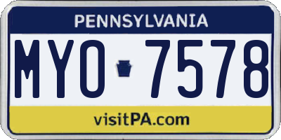 PA license plate MYO7578