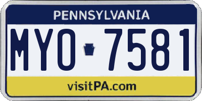 PA license plate MYO7581