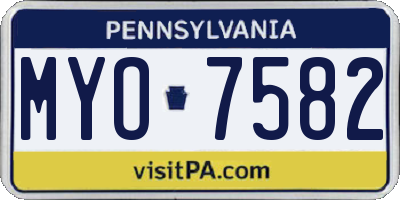PA license plate MYO7582