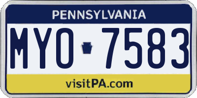 PA license plate MYO7583