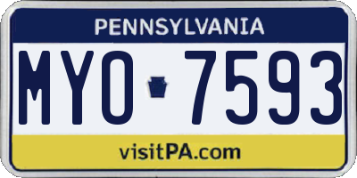 PA license plate MYO7593