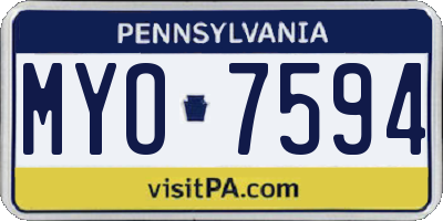 PA license plate MYO7594