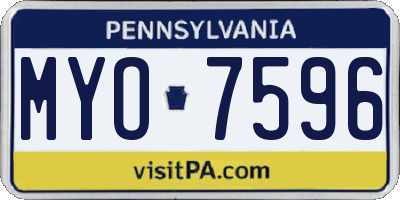 PA license plate MYO7596