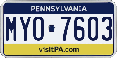 PA license plate MYO7603