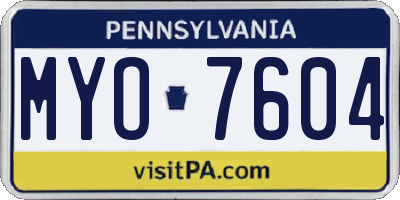 PA license plate MYO7604