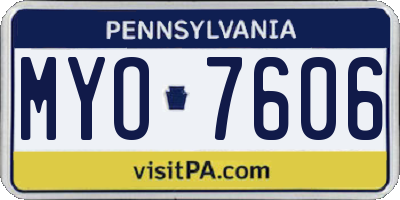 PA license plate MYO7606