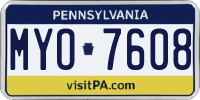 PA license plate MYO7608