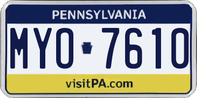 PA license plate MYO7610