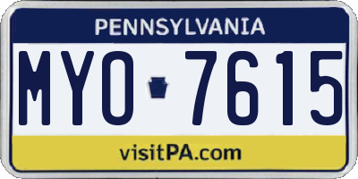 PA license plate MYO7615