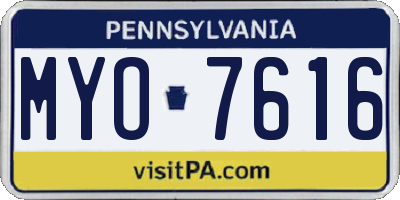 PA license plate MYO7616