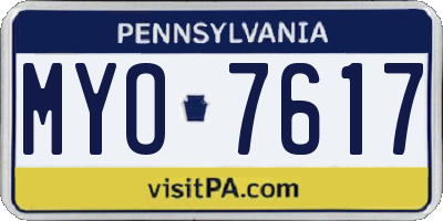 PA license plate MYO7617