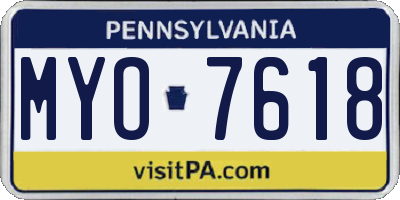 PA license plate MYO7618