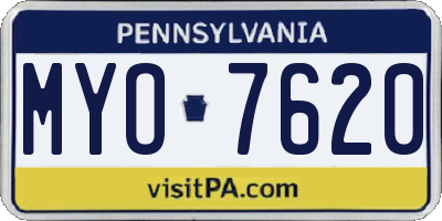 PA license plate MYO7620