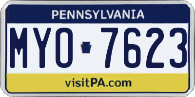 PA license plate MYO7623