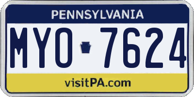 PA license plate MYO7624