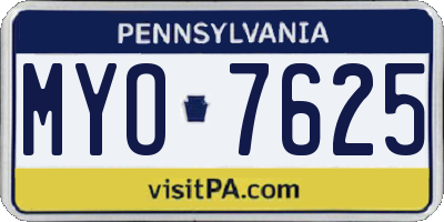 PA license plate MYO7625