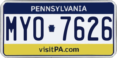 PA license plate MYO7626