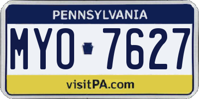 PA license plate MYO7627