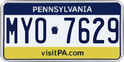 PA license plate MYO7629