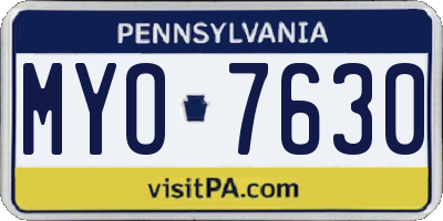 PA license plate MYO7630