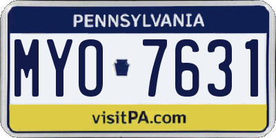 PA license plate MYO7631