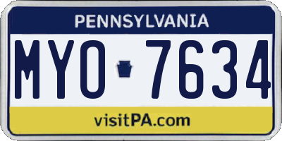 PA license plate MYO7634