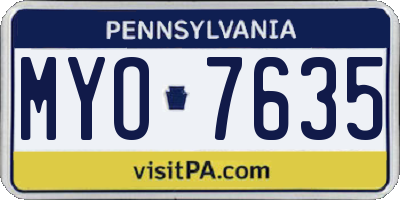 PA license plate MYO7635
