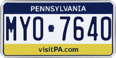 PA license plate MYO7640