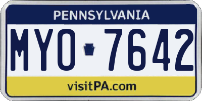 PA license plate MYO7642
