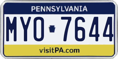 PA license plate MYO7644