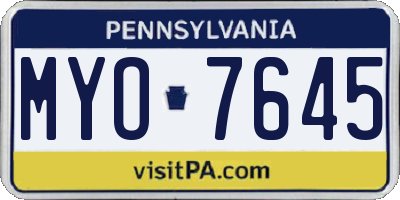 PA license plate MYO7645