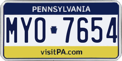 PA license plate MYO7654