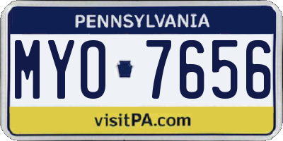 PA license plate MYO7656