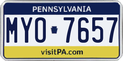 PA license plate MYO7657