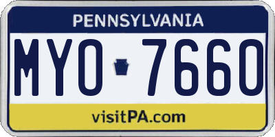 PA license plate MYO7660