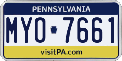 PA license plate MYO7661