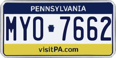 PA license plate MYO7662