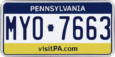PA license plate MYO7663