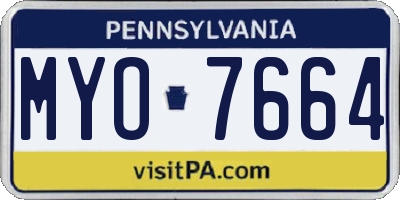 PA license plate MYO7664
